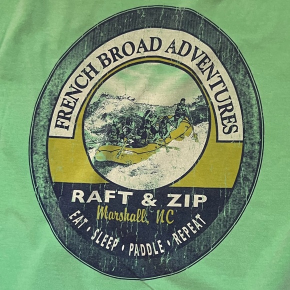 French Broad Adventures Raft & Zip Marshall, NC Eat, Sleep, Paddle, Repeat Tee. - Picture 4 of 5